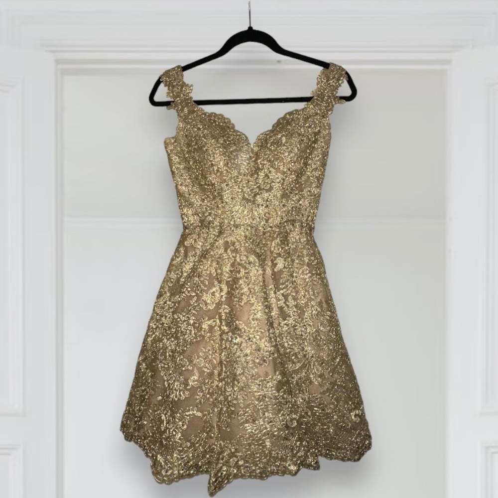Sherri Hill Gold Cocktail Dress